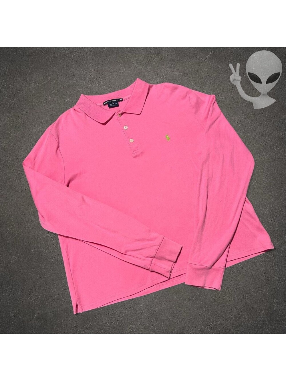 Ralph Lauren Sport Polo Shirt Womens XL Pink Long Sleeve Preppy Cotton